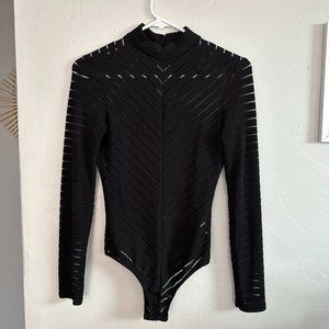 Striped see through body suit